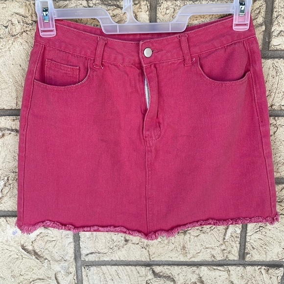 Pink Shein Skirt Stretch Comfy Raw Hem soft Large - Picture 1 of 5